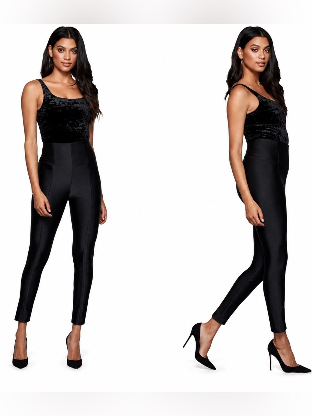 Good American High Shine Boss Disco Scuba Pants Black‎ Size 2
